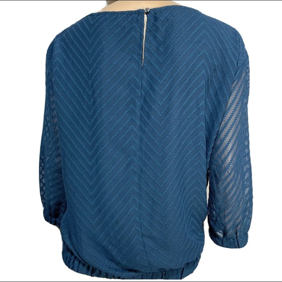 Ann Taylor Factory Textured Blouse Sheer Sleeves S - Picture 7 of 8